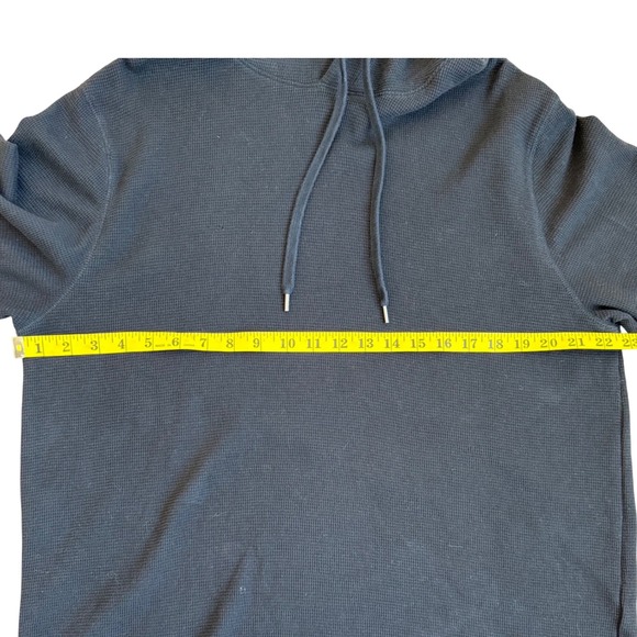 American Eagle Mens Black Waffle Knit Thermal Hoodie Sweatshirt Size Large L - Picture 4 of 9